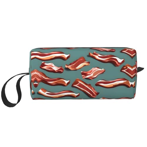 KOUUIP Make-up-Tasche mit Streifenmuster, großes Fassungsvermögen, Reise-Make-up-Tasche, Organizer, Make-up-Tasche, tragbare Kosmetiktasche für Damen, Weiss/opulenter Garten, Einheitsgröße von KOUUIP