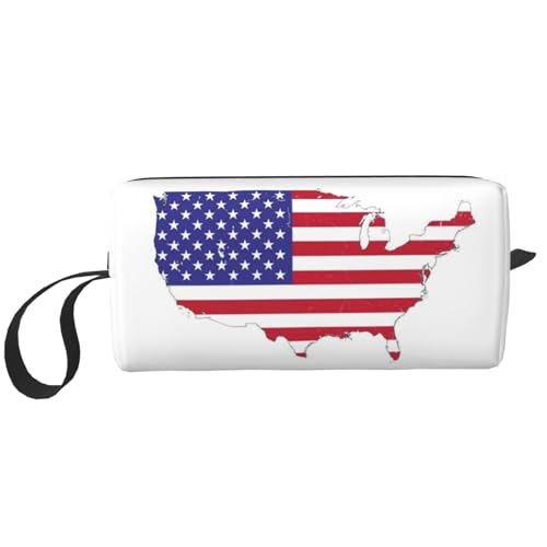 KOUUIP Make-up-Tasche mit USA-Flagge, großes Fassungsvermögen, Reise-Make-up-Tasche, tragbare Kosmetiktasche für Damen, Weiss/opulenter Garten, Einheitsgröße von KOUUIP