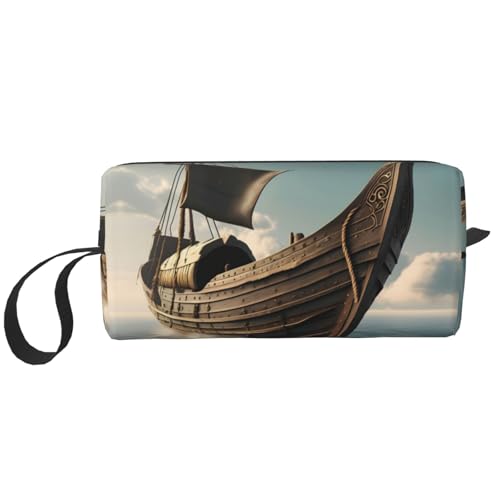 KOUUIP Make-up-Tasche mit altem Wikinger-Boot-Aufdruck, großes Fassungsvermögen, Reise-Make-up-Tasche, tragbare Kosmetiktasche für Damen, Weiss/opulenter Garten, Einheitsgröße von KOUUIP