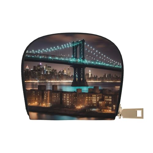 KOUUIP New York Manhattan Bridge Night Print Damen Kreditkartenetui Geldbörse Reißverschluss Leder Kartenetui Kartenhalter Uni für Männer und Frauen, Weiss/opulenter Garten, Einheitsgröße von KOUUIP