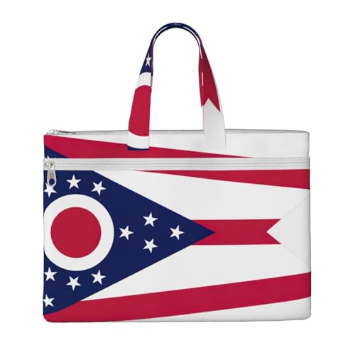 KOUUIP Ohio State Flag Canvas Dokumententasche mit Druck, 26,7 x 38,1 cm, 2 Reißverschlusstaschen, aufgeräumt für Büroakten KOUUIP Ohio State Flag Canvas Dokumententasche mit Druck, 26,7 x 38,1 cm, 2 Reißverschlusstaschen, aufgeräumt für Büroakten von KOUUIP