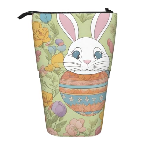 KOUUIP Osterhasen Federmäppchen mit Blumendruck Teleskop-Federmäppchen, Schwarz , one size von KOUUIP