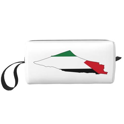 KOUUIP Palästina-Flagge, Kartendruck, großes Fassungsvermögen, Reise-Make-up-Tasche, Organizer, Make-up-Tasche, tragbare Kosmetiktasche für Damen, Weiss/opulenter Garten, Einheitsgröße von KOUUIP