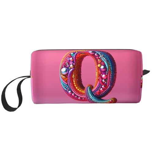 KOUUIP Q Print Große Kapazität Reise Make-up Fall Organizer Make-up Tasche Tragbare Kosmetiktasche für Damen, Weiss/opulenter Garten, Einheitsgröße von KOUUIP