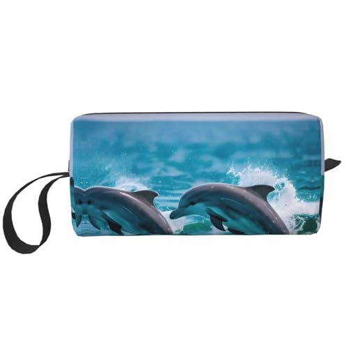 KOUUIP Reise-Make-up-Tasche, Motiv: Delfine im Meer, große Kapazität, Organizer, Make-up-Tasche, tragbare Kosmetiktasche für Damen, Weiss/opulenter Garten, Einheitsgröße von KOUUIP