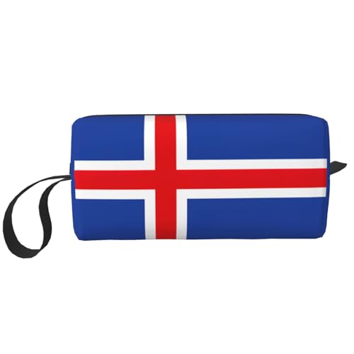 KOUUIP Reise-Make-up-Tasche, Motiv: Flagge von Island, große Kapazität, Organizer, Make-up-Tasche, tragbare Kosmetiktasche für Damen, Weiss/opulenter Garten, Einheitsgröße von KOUUIP