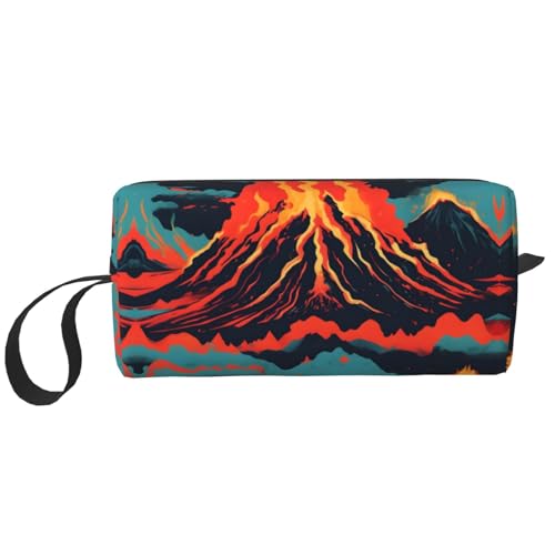 KOUUIP Reise-Make-up-Tasche, Motiv: Vulkandruck, große Kapazität, Organizer, Make-up-Tasche, tragbare Kosmetiktasche für Damen, Weiss/opulenter Garten, Einheitsgröße von KOUUIP