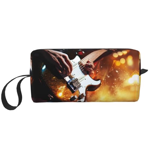 KOUUIP Reise-Make-up-Tasche mit Gitarren-Aufdruck, große Kapazität, Organizer, Make-up-Tasche, tragbare Kosmetiktasche für Damen, Weiss/opulenter Garten, Einheitsgröße von KOUUIP