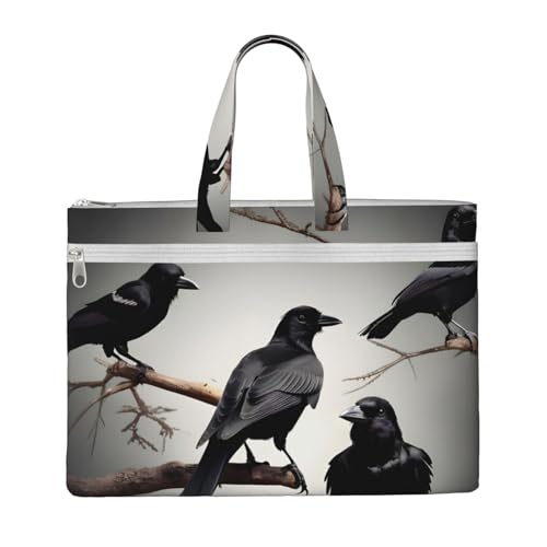 KOUUIP Schwarze Krähenvögel auf einem Ast, Canvas-Dokumententasche mit Druck, 26,7 x 38,1 cm, 2 Reißverschlusstaschen, aufgeräumt für Büroakten KOUUIP Schwarze Krähenvögel auf einem Ast, Canvas-Dokumententasche mit Druck, 26,7 x 38,1 cm, 2 Reißverschlusstaschen, aufgeräumt für Büroakten von KOUUIP
