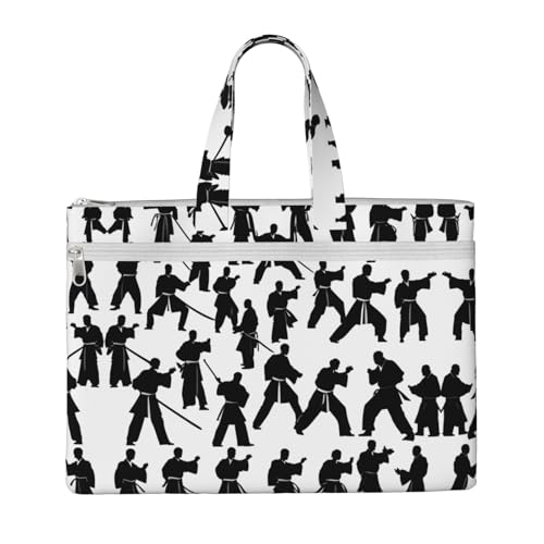 KOUUIP Silhouettes of Martial Arts Canvas-Dokumententasche mit Druck, 26,7 x 38,1 cm, 2 Reißverschlusstaschen, übersichtlich für Büroakten KOUUIP Silhouettes of Martial Arts Canvas-Dokumententasche mit Druck, 26,7 x 38,1 cm, 2 Reißverschlusstaschen, übersichtlich für Büroakten von KOUUIP