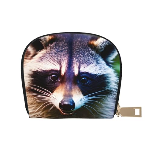 KOUUIP Süßer Waschbär 1 Druck Damen Kreditkartenetui Geldbörse Reißverschluss Leder Kartenetui Kartenhalter Uni für Männer und Frauen, Weiss/opulenter Garten, Einheitsgröße von KOUUIP