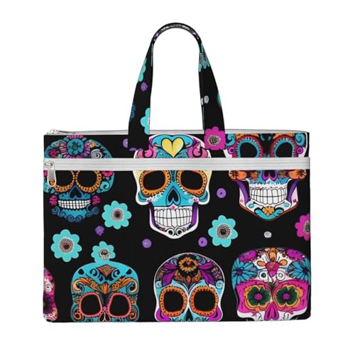 KOUUIP Sugar Skull Canvas Dokumententasche mit Druck, 26,7 x 38,1 cm, 2 Reißverschlusstaschen, übersichtlich für Büroakten KOUUIP Sugar Skull Canvas Dokumententasche mit Druck, 26,7 x 38,1 cm, 2 Reißverschlusstaschen, übersichtlich für Büroakten von KOUUIP