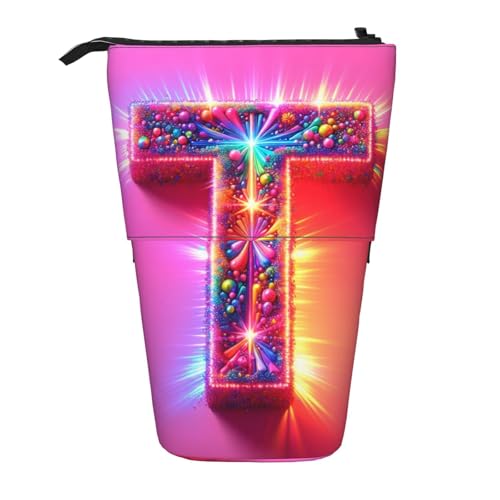 KOUUIP T-Print Teleskop-Federtasche, Stifthalter, Schreibwarenetui, Stand-up-Tasche, einziehbare Tasche, Stand-Organizer von KOUUIP