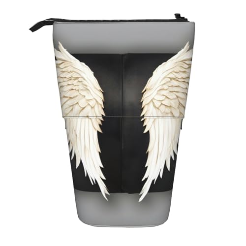 KOUUIP Teleskop-Federmäppchen mit Engelsfeder-Aufdruck, Stifthalter, Schreibwarenetui, Stand-up-Tasche, einziehbare Tasche, Stand-Organiz von KOUUIP