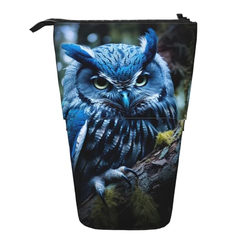 KOUUIP Teleskop-Federmäppchen mit Eulen-Aufdruck, Stiftehalter, Schreibwarenetui, Stand-up-Tasche, einziehbare Tasche, Stand- von KOUUIP