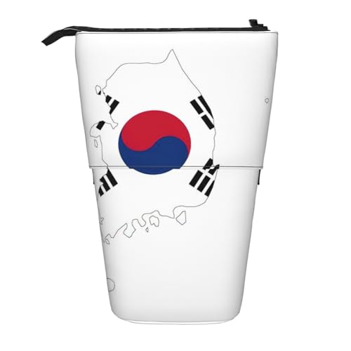 KOUUIP Teleskop-Federmäppchen mit Flagge der Republik Korea, Stiftehalter, Schreibwarenetui, Stand-up-Tasche, einziehbare Tasche, Stand-Organizer von KOUUIP