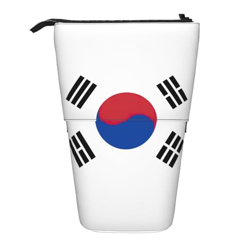 KOUUIP Teleskop-Federmäppchen mit Flagge der Republik Korea, Stifthalter, Schreibwarenetui, Stand-up-Tasche, einziehbare Tasche, Steh-Organizer von KOUUIP