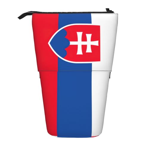 KOUUIP Teleskop-Federmäppchen mit Flagge der Slowakei, Stifthalter, Schreibwarenetui, Stand-up-Tasche, einziehbare Tasche, Stand-Organizer von KOUUIP