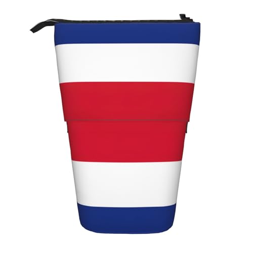KOUUIP Teleskop-Federmäppchen mit Flagge von Costa Rica, Stiftehalter, Schreibwarenetui, Stand-up-Tasche, einziehbare Tasche, Stand-Organizer von KOUUIP