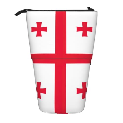 KOUUIP Teleskop-Federmäppchen mit Flagge von Georgia, Stifthalter, Schreibwarenetui, Stand-up-Tasche, einziehbare Tasche, Stand-Organizer von KOUUIP