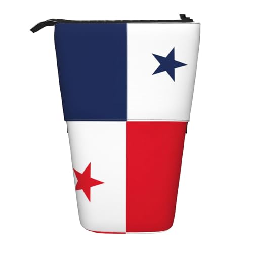 KOUUIP Teleskop-Federmäppchen mit Flagge von Panama, Stifthalter, Schreibwarenetui, Stand-up-Tasche, einziehbare Tasche, Steh-Organizer von KOUUIP