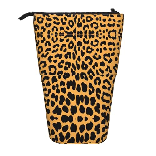 KOUUIP Teleskop-Federmäppchen mit Leopardenmuster, Stifthalter, Schreibwarenetui, Stand-up-Tasche, einziehbare Tasche, Steh-Organizer von KOUUIP