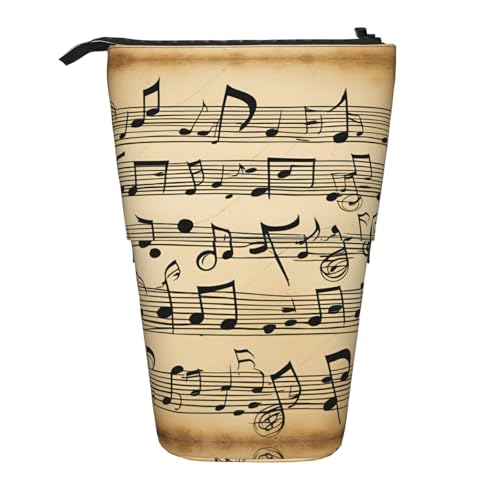 KOUUIP Teleskop-Federmäppchen mit Musiknoten-Aufdruck, Stifthalter, Schreibwarenetui, Stand-up-Tasche, einziehbare Tasche, Stand-Organizer von KOUUIP