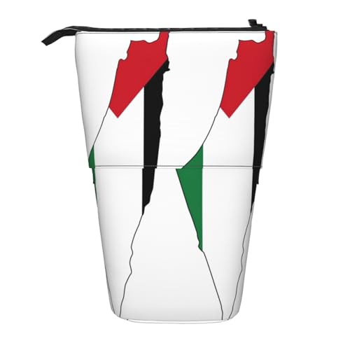 KOUUIP Teleskop-Federmäppchen mit Palästina-Flagge, Stiftehalter, Schreibwarenetui, Stand-up-Tasche, einziehbare Tasche, Stand-Organizer von KOUUIP