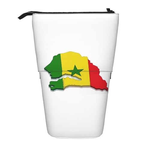 KOUUIP Teleskop-Federmäppchen mit Senegal-Flagge, Stifthalter, Schreibwarenetui, Stand-up-Tasche, einziehbare Tasche, Stand-Organizer von KOUUIP