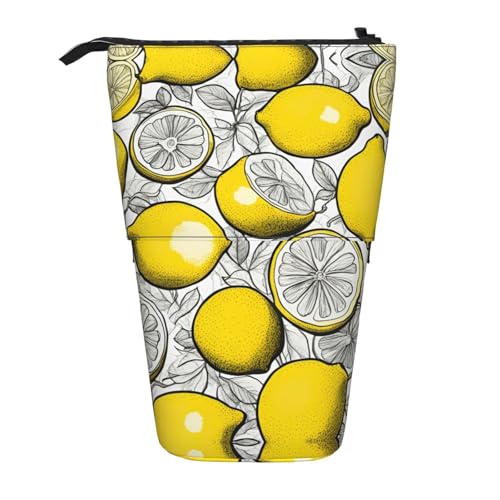 KOUUIP Teleskop-Federmäppchen mit Zitronenfrucht-Muster, Stifthalter, Schreibwarenetui, Stand-up-Tasche, einziehbare Tasche, Stand-Organizer von KOUUIP