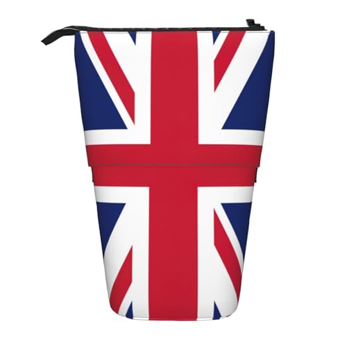 KOUUIP Teleskop-Federmäppchen mit britischer Flagge, Stifthalter, Schreibwarenetui, Stand-up-Tasche, einziehbare Tasche, Stand-Organiz von KOUUIP