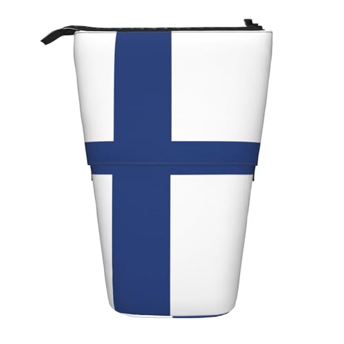 KOUUIP Teleskop-Federmäppchen mit finnischer Flagge, Stifthalter, Schreibwarenetui, Stand-up-Tasche, einziehbare Tasche, Stand-Organizer von KOUUIP