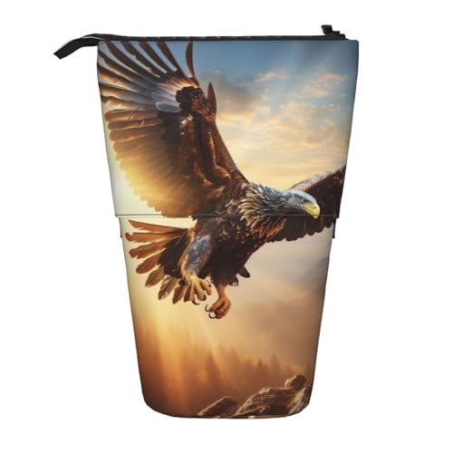 KOUUIP Teleskop-Federmäppchen mit fliegendem Adler-Druck, Stifthalter, Schreibwarenetui, Stand-up-Tasche, einziehbare Tasche, Steh-Organizer von KOUUIP