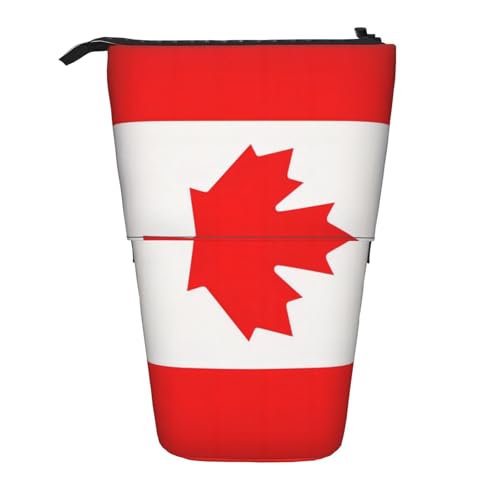 KOUUIP Teleskop-Federmäppchen mit kanadischer Flagge, Stifthalter, Schreibwarenetui, Stand-up-Tasche, einziehbare Tasche, Stand-Organizer von KOUUIP