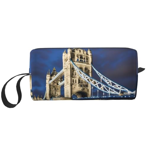 KOUUIP Tower Bridge in London Print Große Kapazität Reise Make-up Fall Organizer Make-up Tasche Tragbare Kosmetiktasche für Damen, Weiss/opulenter Garten, Einheitsgröße von KOUUIP