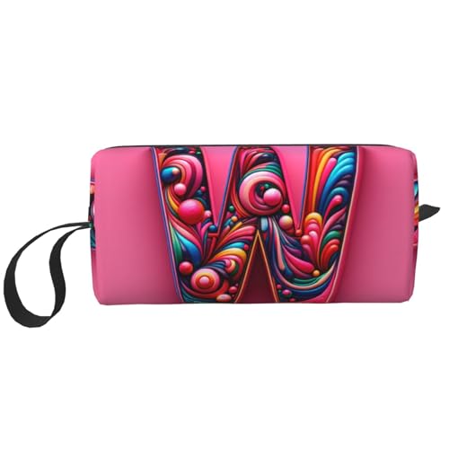 KOUUIP W Print Große Kapazität Reise Make-up Fall Organizer Make-up Tasche Tragbare Kosmetiktasche für Damen, Weiss/opulenter Garten, Einheitsgröße von KOUUIP