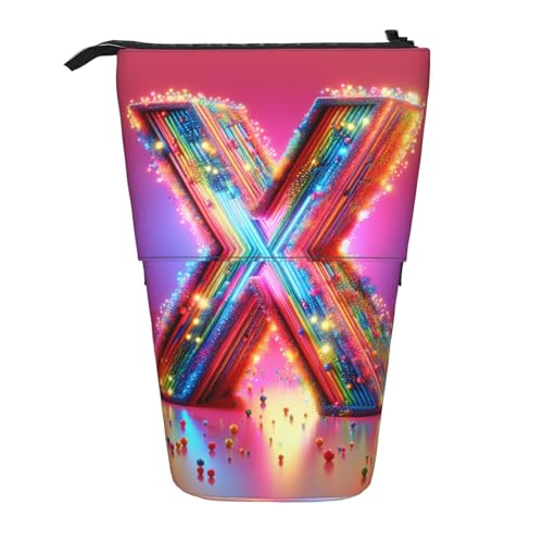 KOUUIP X Print Teleskop-Federtasche, Stifthalter, Schreibwarenetui, Stand-up-Tasche, einziehbare Tasche, Steh-Organizer von KOUUIP