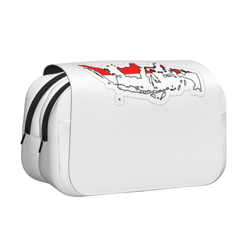 Kosmetiktasche mit indonesischer Flagge, Kartendruck, Kosmetiktasche, Schreibwaren, Kawaii, Stiftebox, Gadget-Organizer, Tasche mit Reißverschluss Kosmetiktasche mit indonesischer Flagge, Kartendruck, Kosmetiktasche, Schreibwaren, Kawaii, Stiftebox, Gadget-Organizer, Tasche mit Reißverschluss von KOUUIP