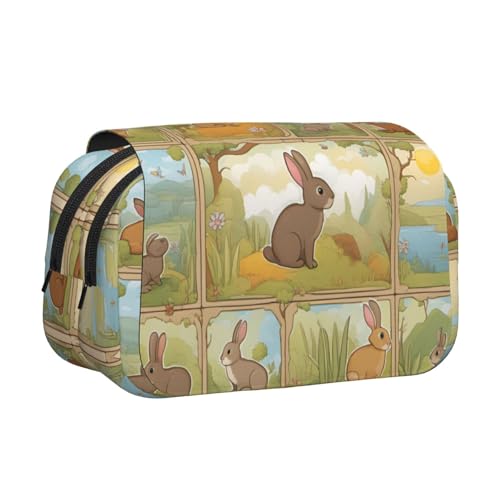 Kosmetiktasche mit niedlichem Cartoon-Motiv und Kaninchen-Aufdruck, Kawaii-Bleistift-Box, Gadget-Organizer-Tasche mit Reißverschluss Kosmetiktasche mit niedlichem Cartoon-Motiv und Kaninchen-Aufdruck, Kawaii-Bleistift-Box, Gadget-Organizer-Tasche mit Reißverschluss von KOUUIP