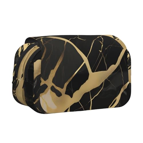 Kosmetiktasche mit schwarzem Marmor-Textur, goldfarbener Druck, Kawaii-Bleistift-Box, Gadget-Organizer, Tasche mit Reißverschluss Kosmetiktasche mit schwarzem Marmor-Textur, goldfarbener Druck, Kawaii-Bleistift-Box, Gadget-Organizer, Tasche mit Reißverschluss von KOUUIP