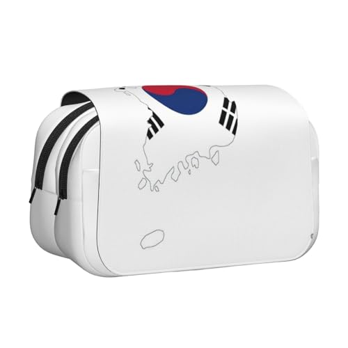Make-up-/Kosmetiktasche mit Flagge von Korea, Schreibwaren, Kawaii-Stiftebox, Gadget-Organizer, Tasche mit Reißverschluss von KOUUIP