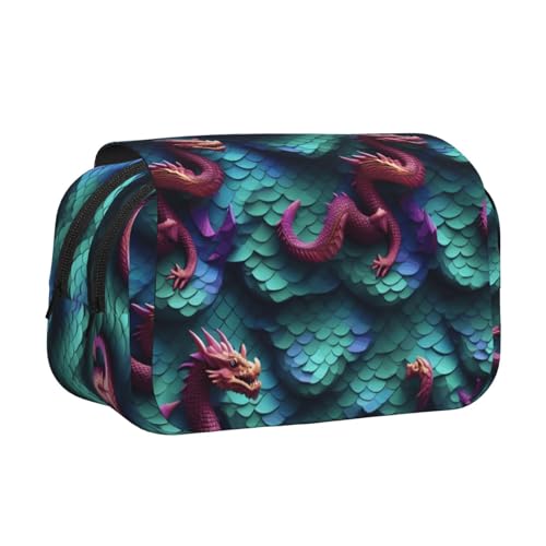 Make-up-Kosmetiktasche mit 3D-Drachenschuppen-Druck, Kawaii-Bleistift-Box, Gadget-Organizer, Tasche mit Reißverschluss Make-up-Kosmetiktasche mit 3D-Drachenschuppen-Druck, Kawaii-Bleistift-Box, Gadget-Organizer, Tasche mit Reißverschluss von KOUUIP