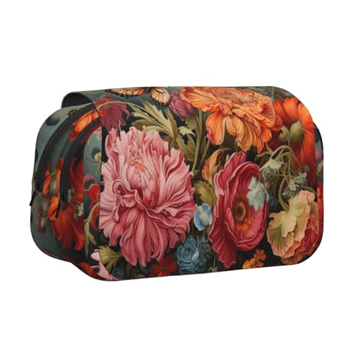 Make-up-Kosmetiktasche mit Blumen- und Schmetterlings-Aufdruck, Kawaii-Bleistift-Box, Gadget-Organizer-Tasche mit Reißverschluss Make-up-Kosmetiktasche mit Blumen- und Schmetterlings-Aufdruck, Kawaii-Bleistift-Box, Gadget-Organizer-Tasche mit Reißverschluss von KOUUIP