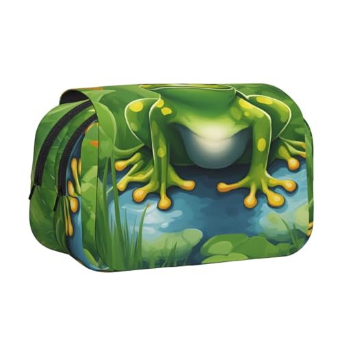 Make-up-Kosmetiktasche mit Cartoon-Frosch-Motiv, Schreibwaren, Kawaii-Bleistift-Box, Gadget-Organizer-Tasche mit Reißverschluss von KOUUIP