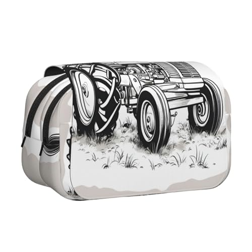Make-up-Kosmetiktasche mit Cartoon-Traktor-Druck, Kawaii-Bleistift-Box, Gadget-Organizer-Tasche mit Reißverschluss Make-up-Kosmetiktasche mit Cartoon-Traktor-Druck, Kawaii-Bleistift-Box, Gadget-Organizer-Tasche mit Reißverschluss von KOUUIP