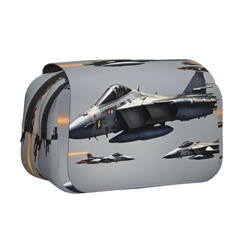 Make-up-Kosmetiktasche mit Flugzeug-Motiv "Fighter Jets", Schreibwaren, Kawaii-Bleistift-Box, Gadget-Organizer, Tasche mit Reißverschluss von KOUUIP