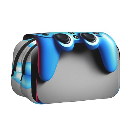 Make-up-Kosmetiktasche mit Gamecontroller-Druck, Schreibwaren, Kawaii-Bleistift-Box, Gadget-Organizer-Tasche mit Reißverschluss, Blau Make-up-Kosmetiktasche mit Gamecontroller-Druck, Schreibwaren, Kawaii-Bleistift-Box, Gadget-Organizer-Tasche mit Reißverschluss, Blau von KOUUIP