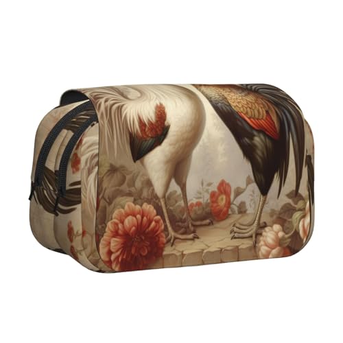 Make-up-Kosmetiktasche mit Hahn- und Huhn-Aufdruck, Kawaii-Stiftebox, Gadget-Organizer, Tasche mit Reißverschluss Make-up-Kosmetiktasche mit Hahn- und Huhn-Aufdruck, Kawaii-Stiftebox, Gadget-Organizer, Tasche mit Reißverschluss von KOUUIP