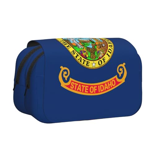 Make-up-Kosmetiktasche mit Idaho Staatsflagge, Schreibwaren, Kawaii-Bleistift-Box, Gadget-Organizer, Tasche mit Reißverschluss von KOUUIP