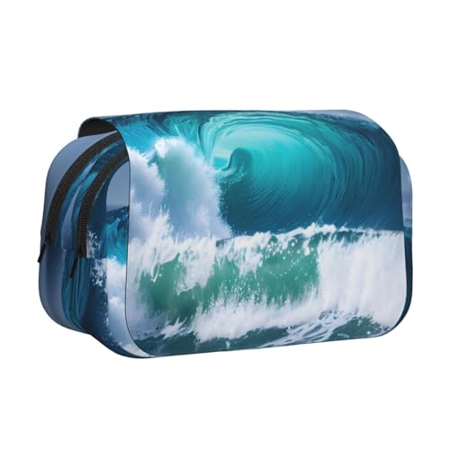 Make-up-Kosmetiktasche mit Ozeanwellen-Druck, Kawaii-Bleistift-Box, Gadget-Organizer-Tasche mit Reißverschluss Make-up-Kosmetiktasche mit Ozeanwellen-Druck, Kawaii-Bleistift-Box, Gadget-Organizer-Tasche mit Reißverschluss von KOUUIP